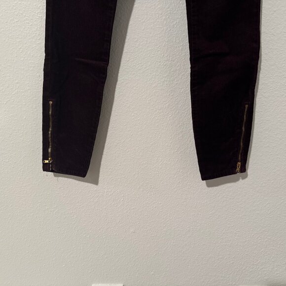 J BRAND Iselin Corduroy Skinny Zipper Jeans in Blackberry Sz 24 (25x28) EUC - Picture 5 of 12
